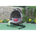 New Trendy Design Poly Rattan Double Seats Swing Chair ou Hammock para jardim ao ar livre Patio Wicker Furniture